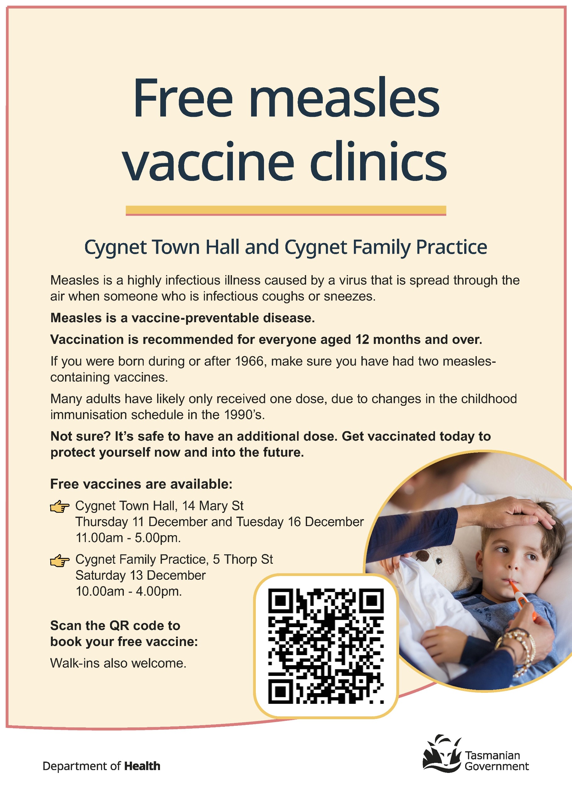 poster promoting upcoming vaccine clinics